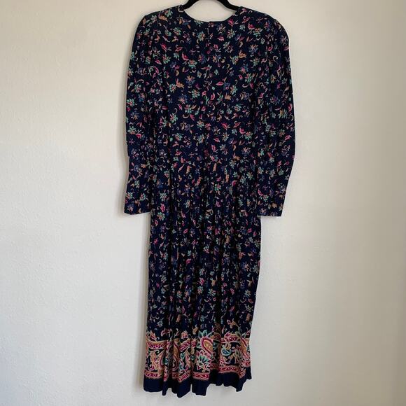 Vintage Lang Originals Paisley Floral Maxi Dress in Blue - Picture 2 of 10